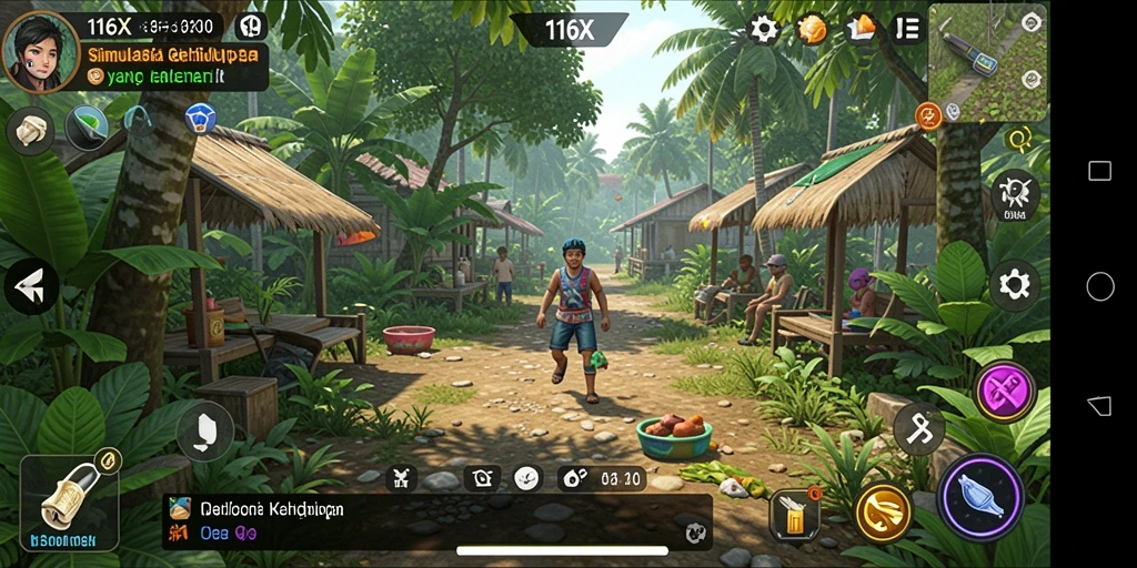 Gameplay seru di 116X dengan pengelolaan kehidupan karakter.