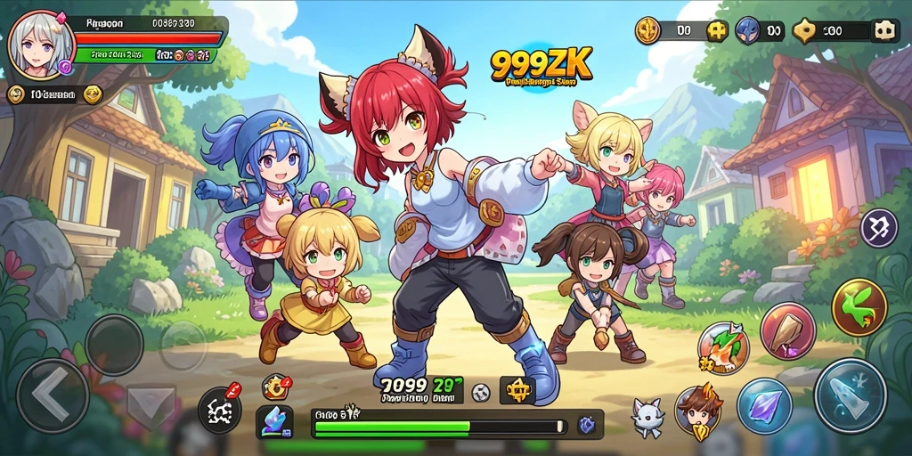 Gameplay menarik dalam 999ZK dengan karakter anime.