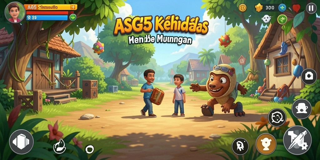 Screenshot gameplay ASG55 menampilkan interaksi karakter dalam lingkungan simulasi.