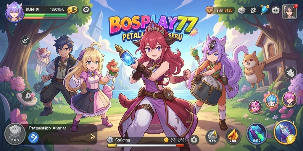 Tampilan gameplay seru di dunia anime yang penuh warna.
