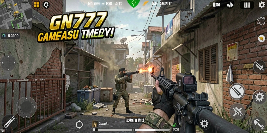 Gameplay GN777 dengan fokus pada aksi tembak-menembak yang intens.