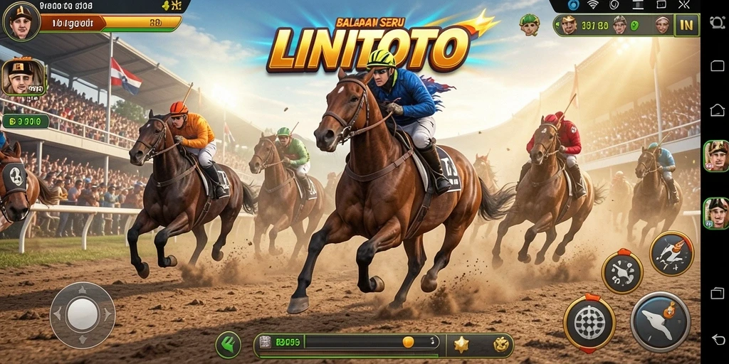 Gambaran gameplay seru dari balapan di LINITOTO.