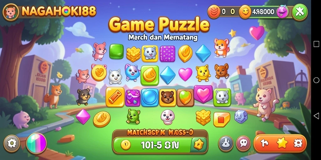 Tampilan gameplay NAGAHOKI88 dengan match-3 seru dan mengasyikkan.