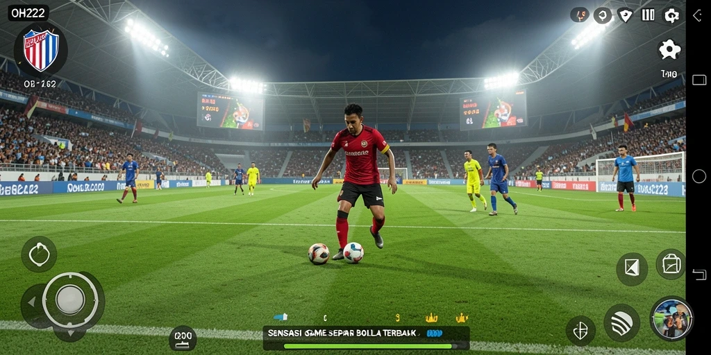 Tampilan gameplay seru dalam pertandingan sepak bola.