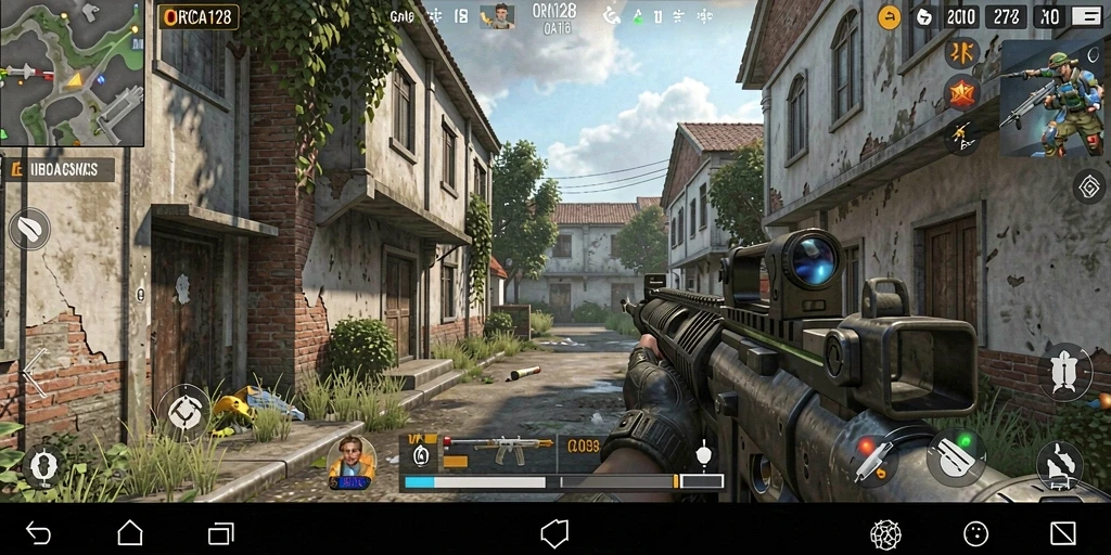 Tangkapan layar gameplay ORCA128 saat aksi pertempuran intens.