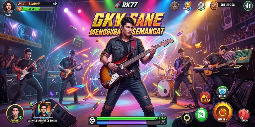 Tampilan gameplay RK77 yang seru dan interaktif dalam bermain musik.