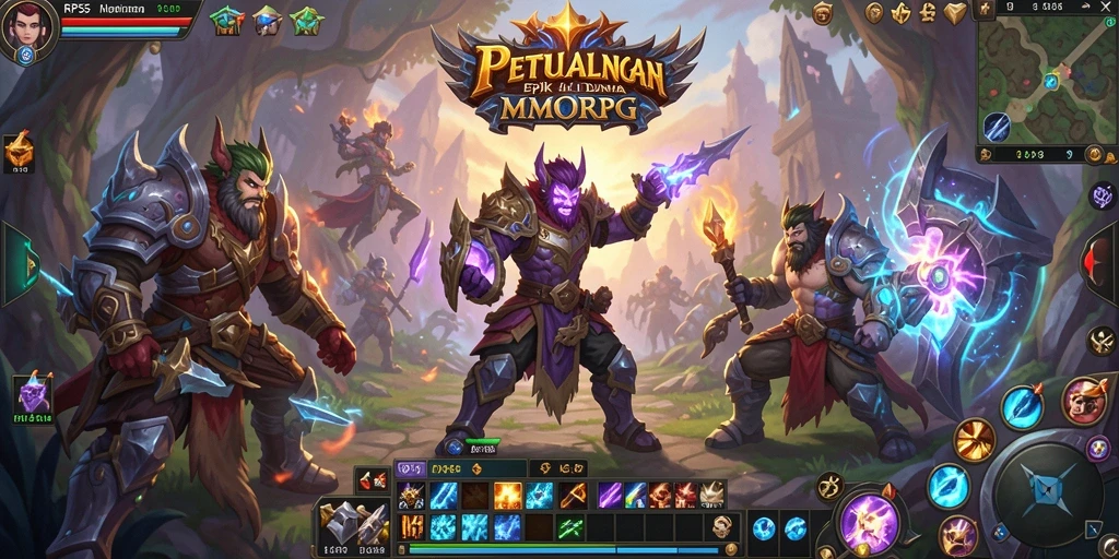Tampilan gameplay RP55 yang menyajikan pertempuran seru dalam dunia MMORPG.