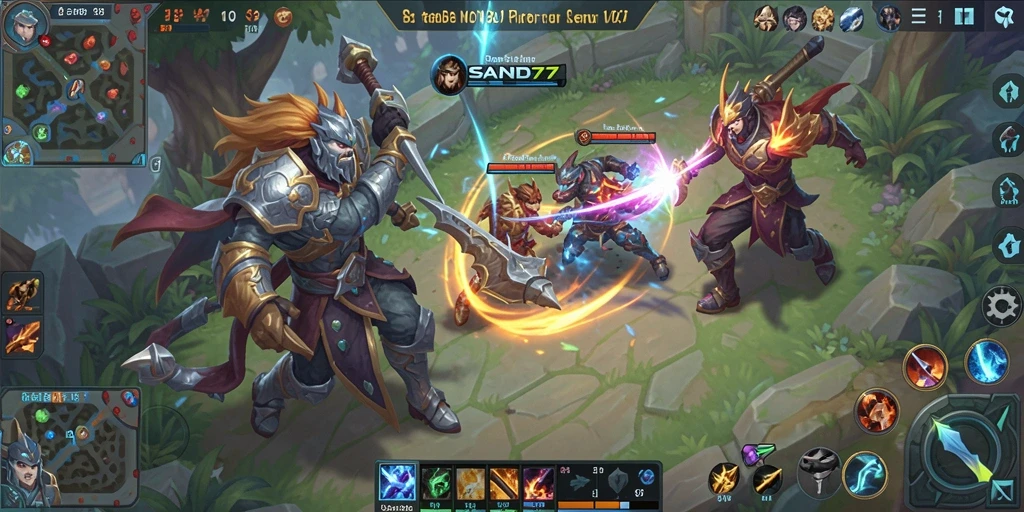 Gameplay SAND77 dengan pertarungan tim yang intens dan grafis memukau.