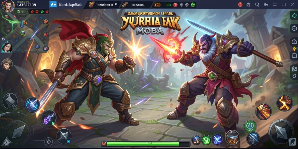 Tangkapan layar epik dari gameplay MOBA di SATSET138.